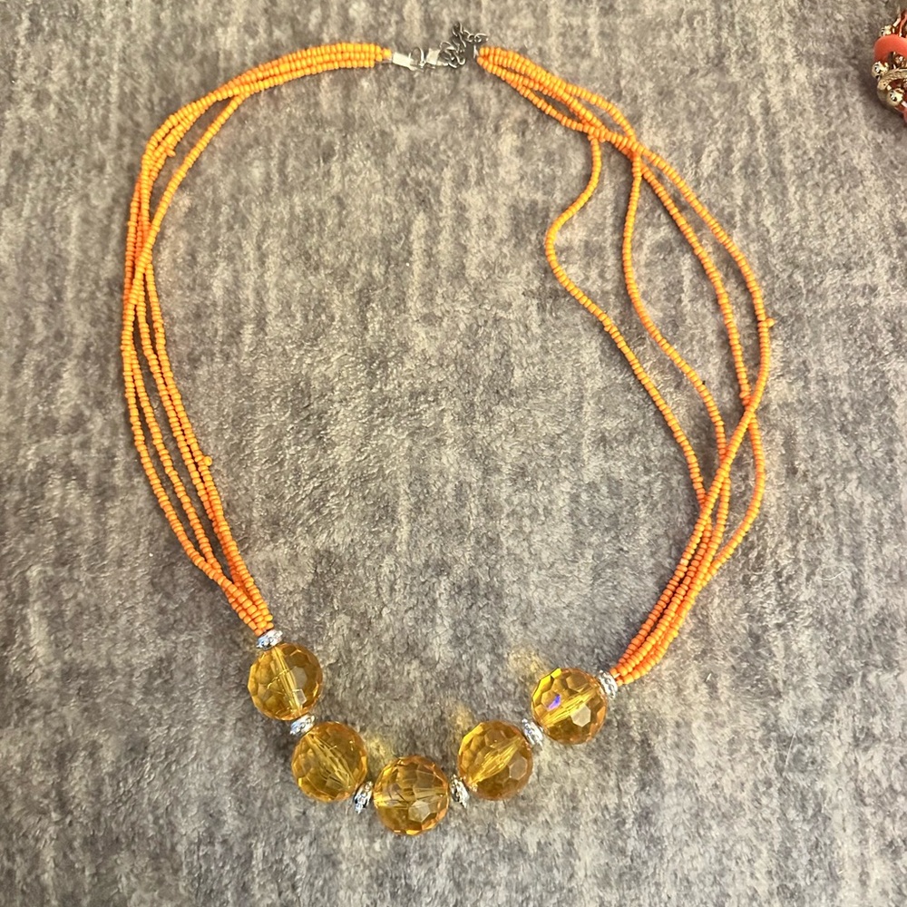 Orange Sterling Silver beaded necklace! Not used but once. #beachvibes #retro